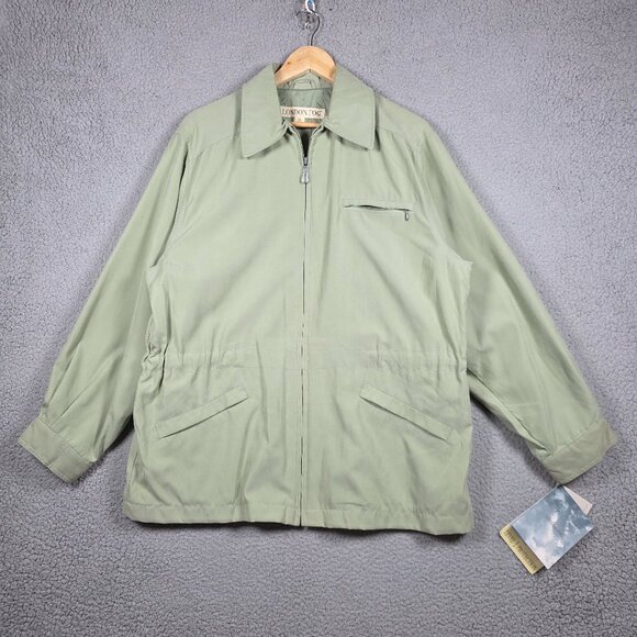 London Fog Jacket Mens Large Olive Field Rain  Microfiber Full Zip Regular Fit - Picture 1 of 15